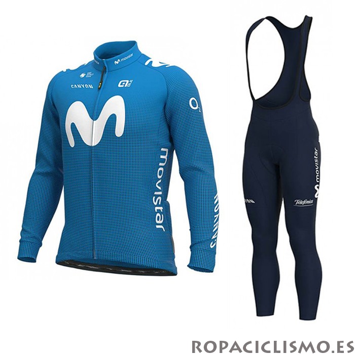 2020 Maillot Movistar Tirantes Mangas Largas Azul